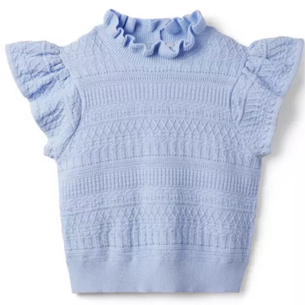 Janie And Jack Ruffle Sleeve Sweater Top Xenon Blue Size 12